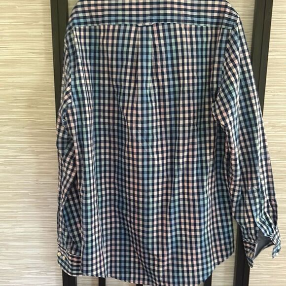 NWT Izod premium essentials blue plaid, checkered button down shirt, m - Picture 4 of 4